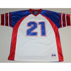 Vintage EXCO #21 Sewn Football Jersey XL Blue Red White Hip Hop Streetwear
